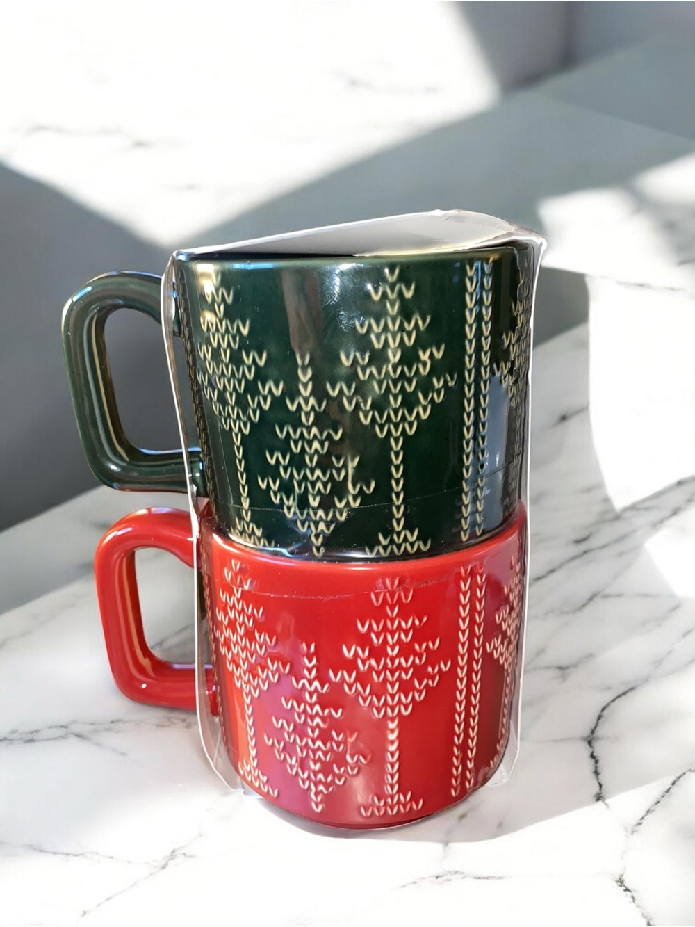 Hearth & Hand Magnolia Holiday Mug Set NWT - Fair Isle Trees (2 Pack)